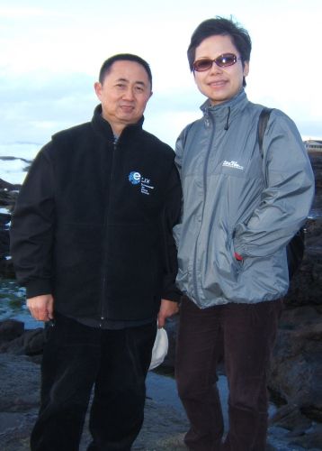 Wang Canfa and Zhang Jingjing in Yachats, Oregon